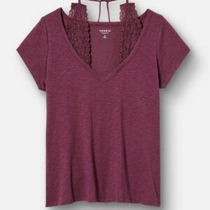 Torrid Plum Lace V-Neck Tee